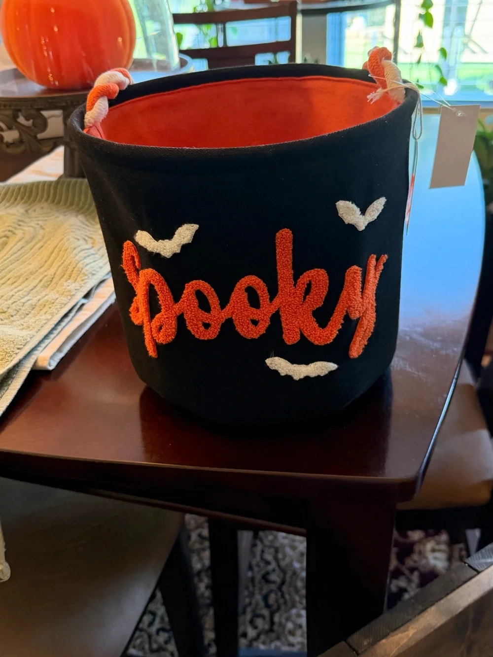 Spooky Halloween Treat Bucket - Orange and Black